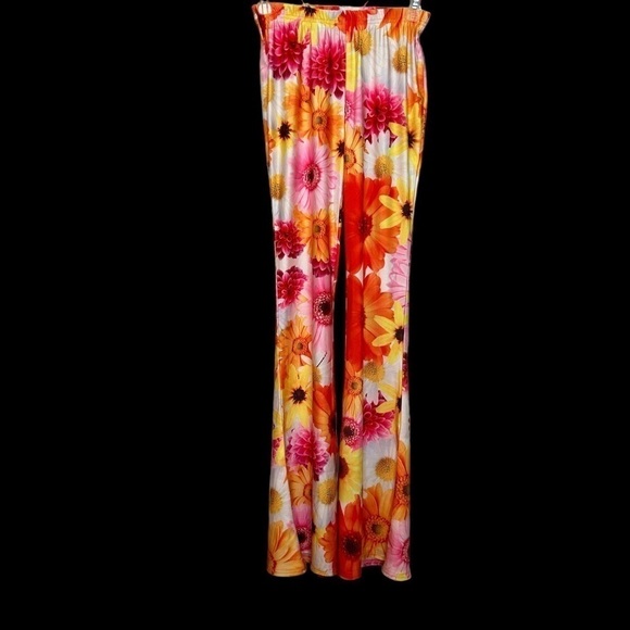70’s Inspired Retro Bright Floral Bell Bottom Pants - Picture 10 of 10